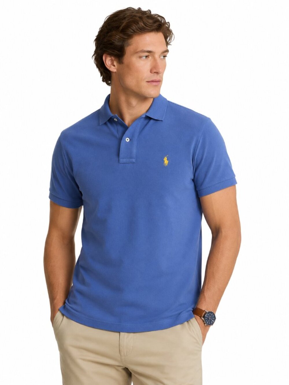 Polo Ralph Lauren Custom Fit Polo Shirt Men’s Small Blue Yellow Pony